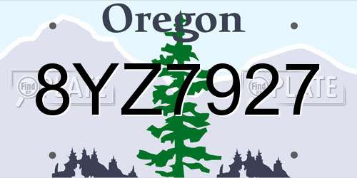 8YZ7927 Oregon License Plate