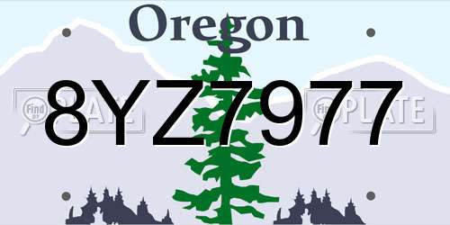8YZ7977 Oregon License Plate