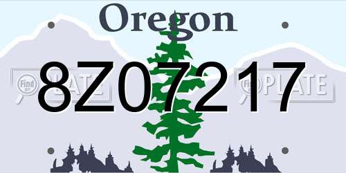 8Z07217 Oregon License Plate