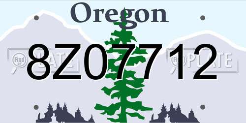 8Z07712 Oregon License Plate