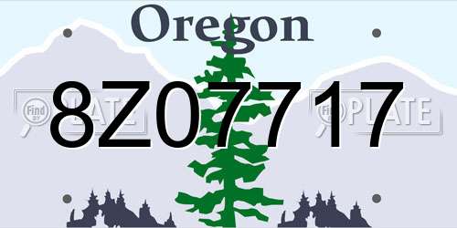 8Z07717 Oregon License Plate