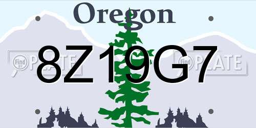 8Z19G7 Oregon License Plate