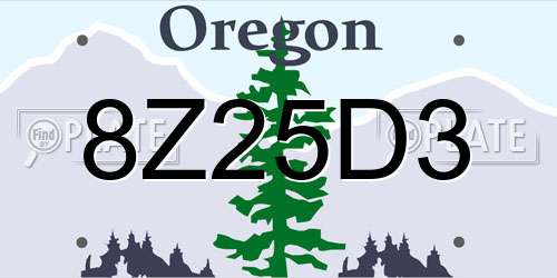 8Z25D3 Oregon License Plate