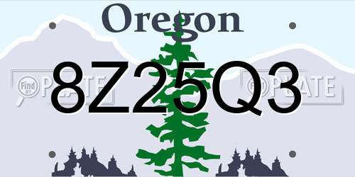 8Z25Q3 Oregon License Plate