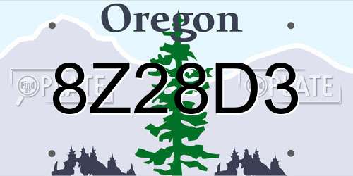 8Z28D3 Oregon License Plate