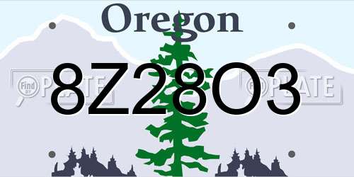 8Z28O3 Oregon License Plate