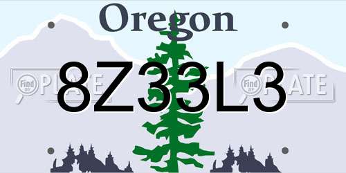 8Z33L3 Oregon License Plate