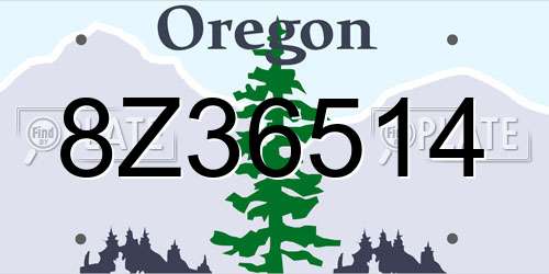 8Z36514 Oregon License Plate