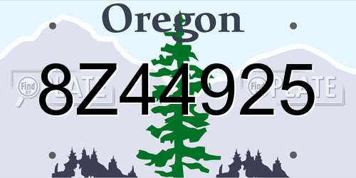 8Z44925 Oregon License Plate