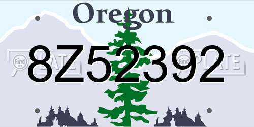 8Z52392 Oregon License Plate