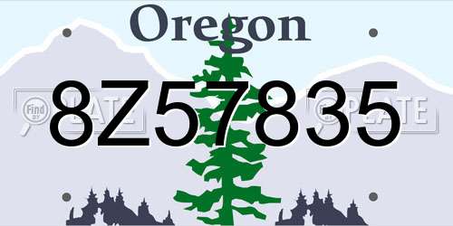 8Z57835 Oregon License Plate