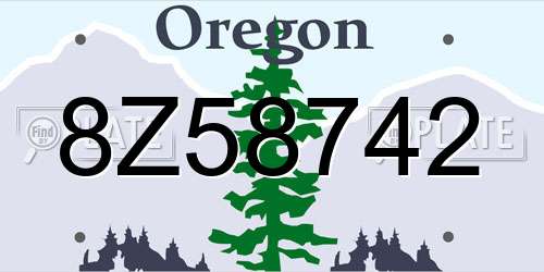 8Z58742 Oregon License Plate