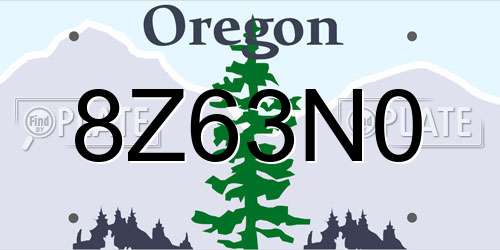 8Z63N0 Oregon License Plate