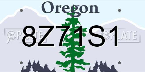 8Z71S1 Oregon License Plate