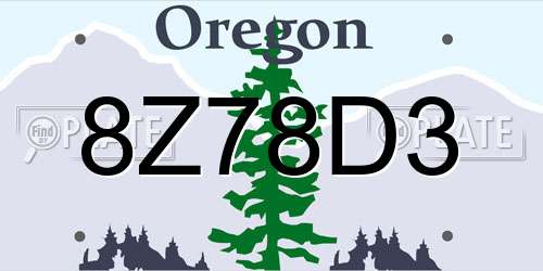 8Z78D3 Oregon License Plate