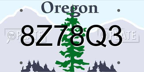 8Z78Q3 Oregon License Plate