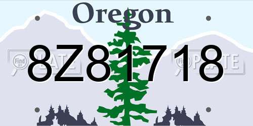 8Z81718 Oregon License Plate