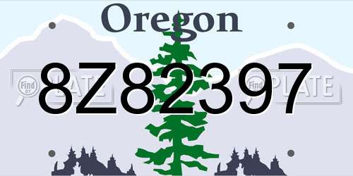 8Z82397 Oregon License Plate