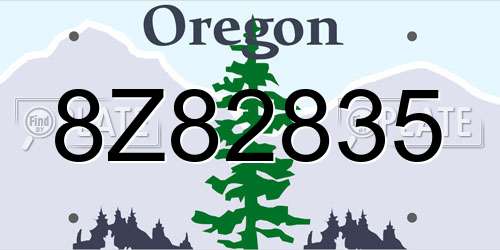 8Z82835 Oregon License Plate