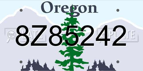 8Z85242 Oregon License Plate