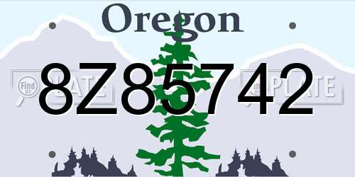 8Z85742 Oregon License Plate