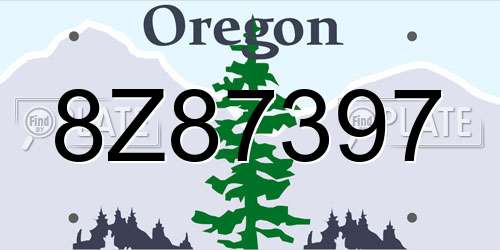 8Z87397 Oregon License Plate