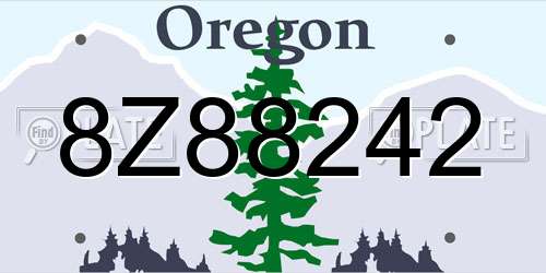 8Z88242 Oregon License Plate