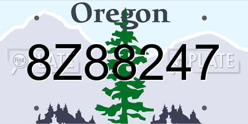 8Z88247 Oregon License Plate