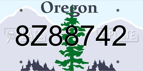 8Z88742 Oregon License Plate