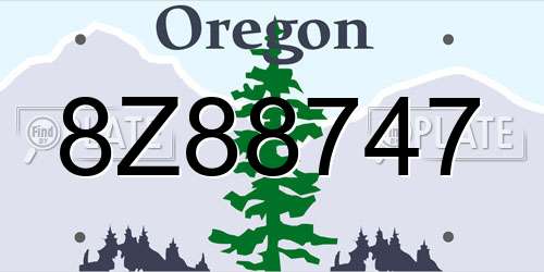 8Z88747 Oregon License Plate