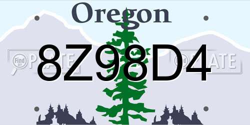 8Z98D4 Oregon License Plate