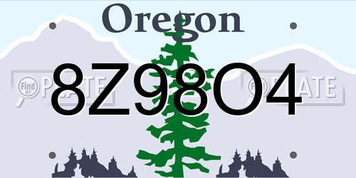 8Z98O4 Oregon License Plate