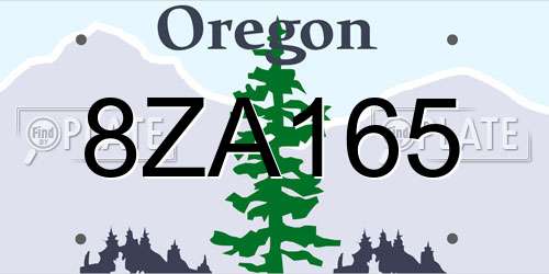 8ZA165 Oregon License Plate