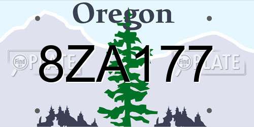 8ZA177 Oregon License Plate