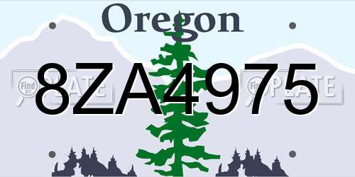 8ZA4975 Oregon License Plate