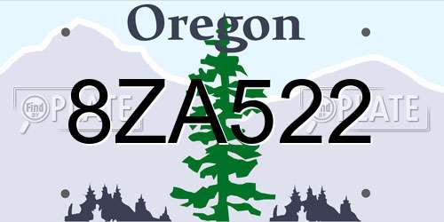 8ZA522 Oregon License Plate