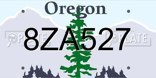 8ZA527 Oregon License Plate