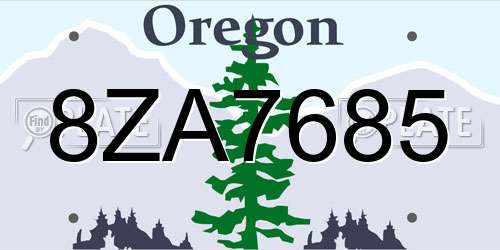 8ZA7685 Oregon License Plate