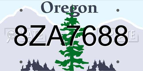 8ZA7688 Oregon License Plate