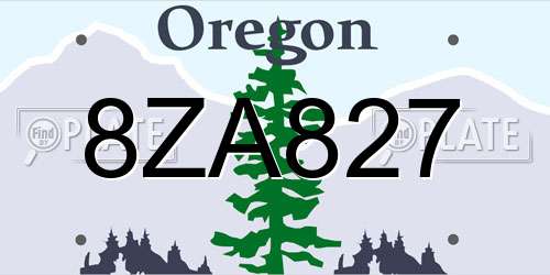 8ZA827 Oregon License Plate