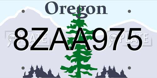 8ZAA975 Oregon License Plate