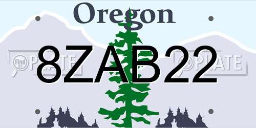 8ZAB22 Oregon License Plate