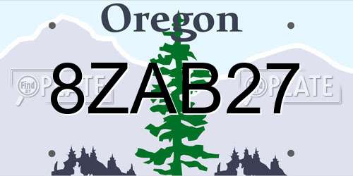 8ZAB27 Oregon License Plate