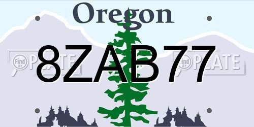 8ZAB77 Oregon License Plate