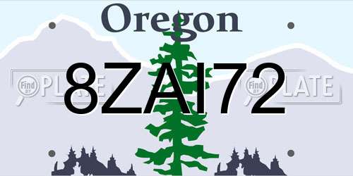 8ZAI72 Oregon License Plate