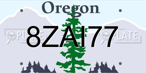 8ZAI77 Oregon License Plate