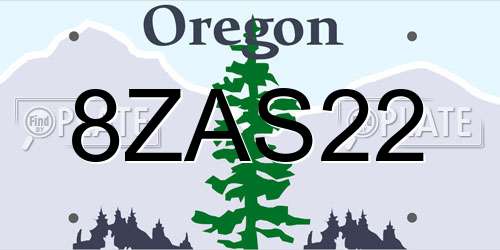 8ZAS22 Oregon License Plate