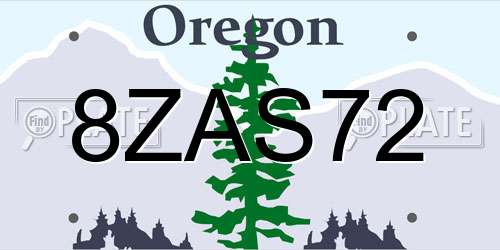 8ZAS72 Oregon License Plate