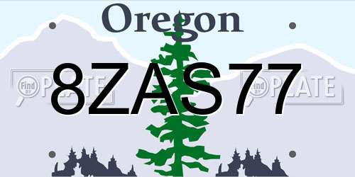 8ZAS77 Oregon License Plate