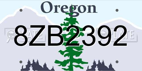 8ZB2392 Oregon License Plate
